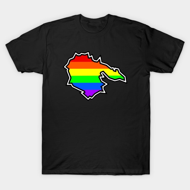 Hornby Island Silhouette - Bright Pride Flag - Rainbow Colour - Hornby Island T-Shirt by Bleeding Red Pride